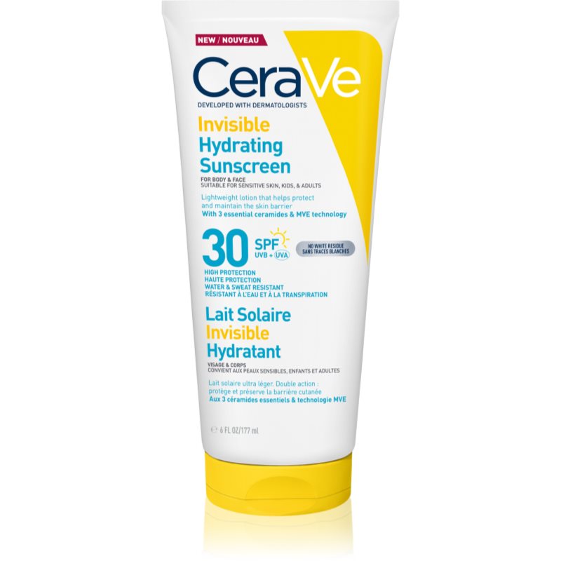 Cerave Invisible Hydrating Sunscreen Spf 30 Latte Abbronzante Per Viso E Corpo Spf 30 177 Ml