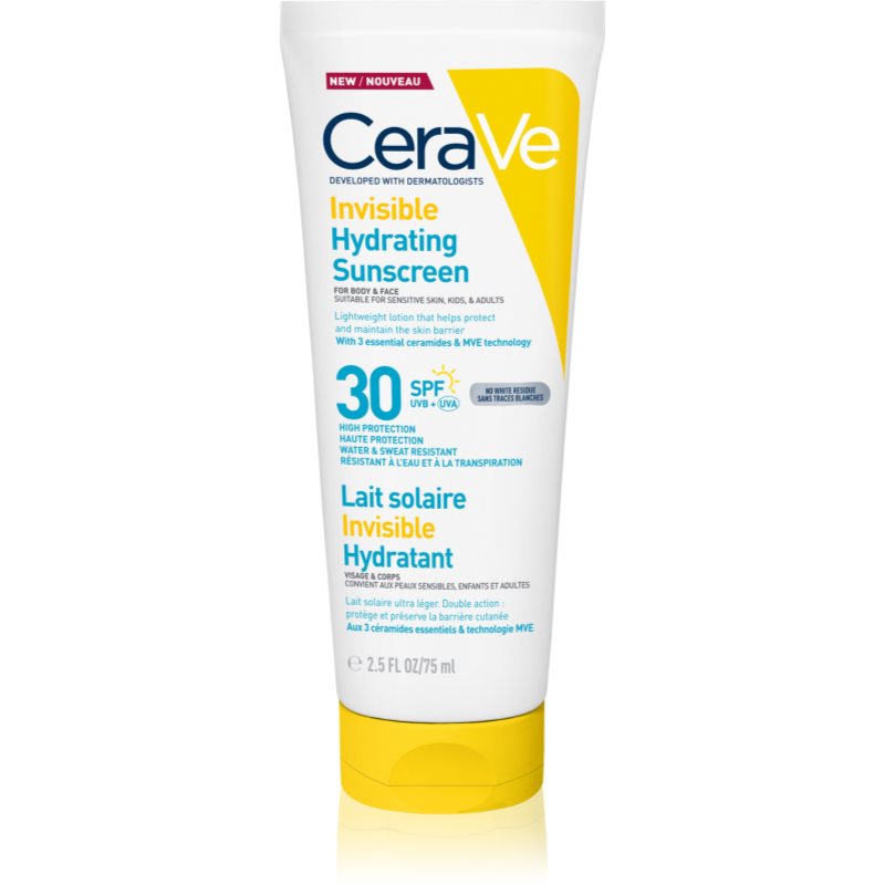 Cerave Invisible Hydrating Sunscreen Spf 30 Latte Abbronzante Per Viso E Corpo Spf 30 75 Ml