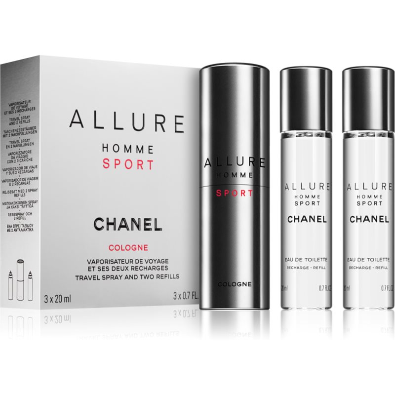 Chanel Allure Homme Sport Cologne Eau de (1x påfyllningsbar + 2x påfyllning) för män 2x20 ml male