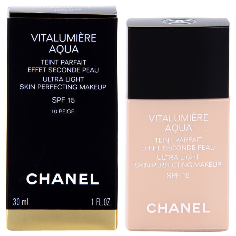 

Chanel Vitalumière Aqua ультра легкий тональний крем для сяючого вигляду шкіри відтінок 10 Beige SPF 15