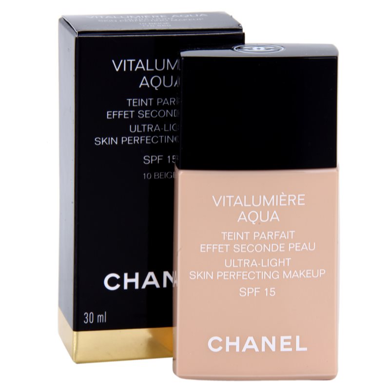 Chanel Vitalumière Aqua Ultra-lightweight Foundation For Radiant-looking Skin Shade 10 Beige SPF 15 30 Ml