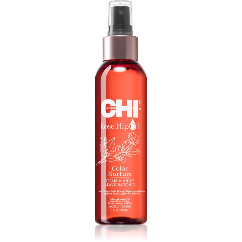 CHI Rose Hip Oil Repair And Shine Leave-in тонік для фарбованого та пошкодженого волосся 118 мл
