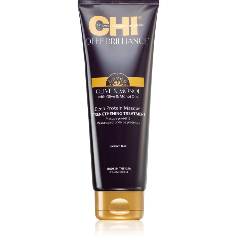 CHI Brilliance Strengthening Treatment erősítő maszk a gyenge, sérült hajra és a töredezett hajvégekre olívaolajjal 237 ml