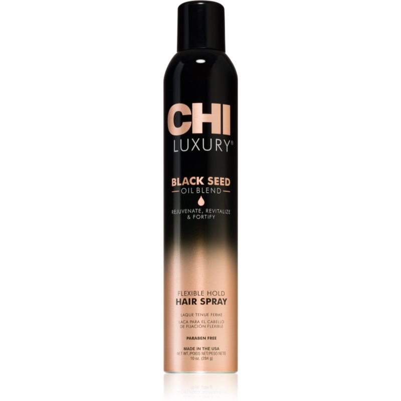 CHI Luxury Black Seed Oil Flexible Hold Hairspray lak za lase za fleksibilno učvrstitev 284 ml