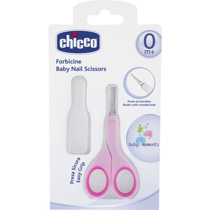 Chicco Baby Moments užapvalintos kūdikių nagų žirklės 0m+ Pink 1 vnt.