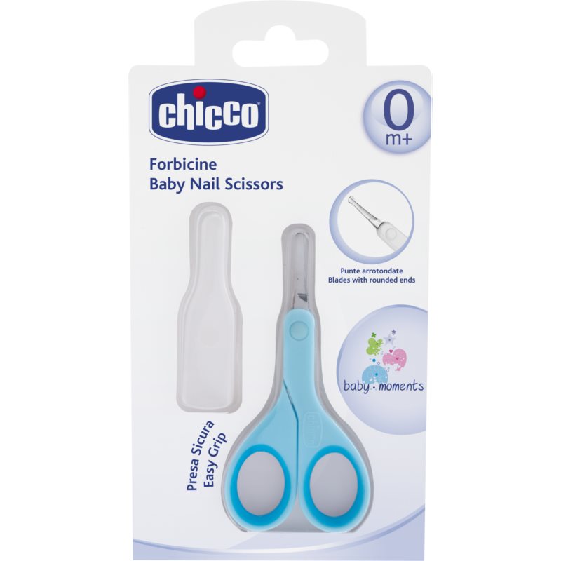 Chicco Baby Moments detské nožničky s guľatou špičkou 0m  Blue 1 ks