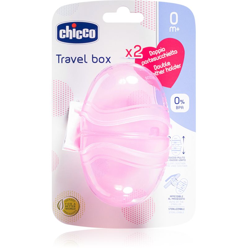 Chicco Double Soother Holder Dummy Box Pink 1 Pc