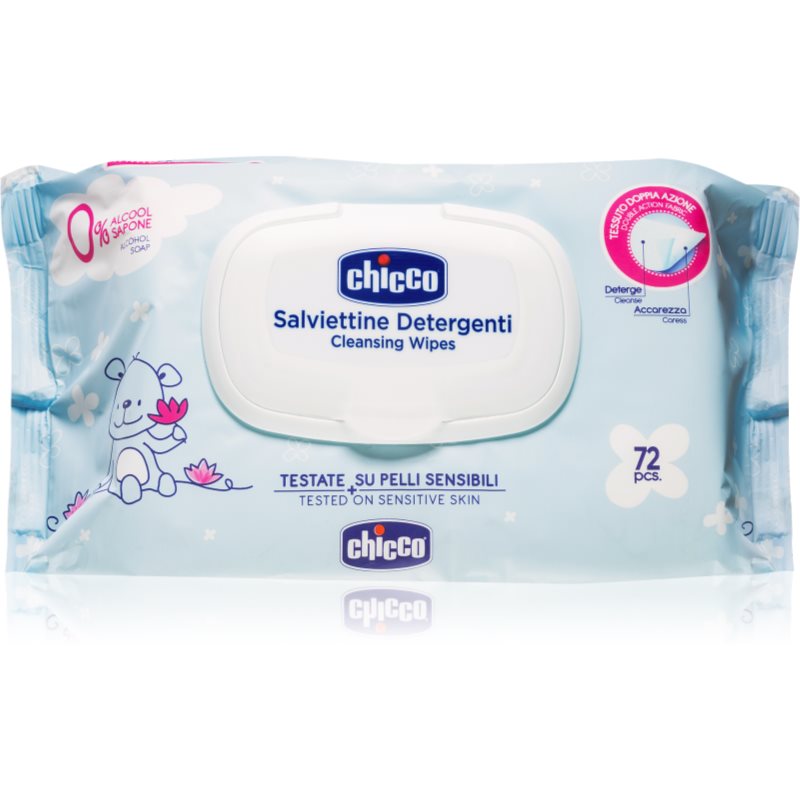 Chicco Cleansing Wipes Blue finom nedves törlőkendők gyermekeknek 72 db