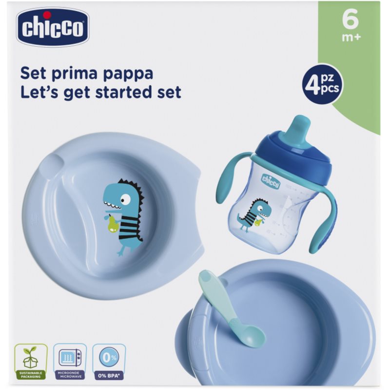 

Chicco Let's Get Started набір посуду 6m+ Blue