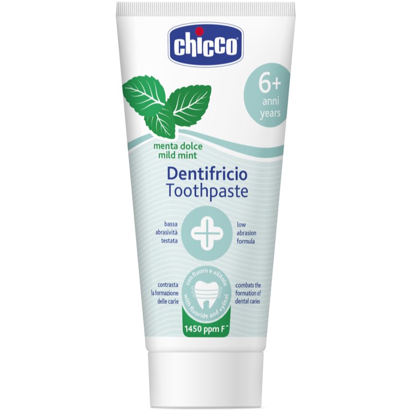 Chicco Toothpaste Mild Mint fogkrém gyermekeknek fluoriddal 6 y+ 50 ml