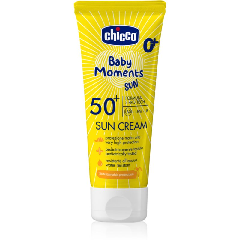 Фото - Крем для засмаги Chicco Baby Moments Sun сонцезахисний крем SPF 50+ для дітей від народженн 