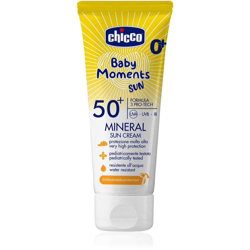 Chicco Baby Moments Sun Mineral opaľovací krém pre deti SPF 50+ 0 m+ 75 ml