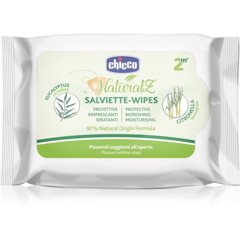 E-shop Chicco NaturalZ Protective & Refreshing Wipes ubrousky proti komárům 2 m+ 20 ks