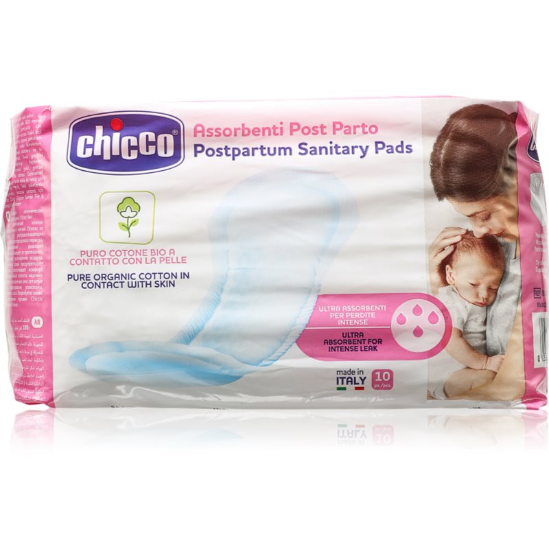 Chicco Postpartum Sanitary Pads 100% Pure Organic Cotton porodnické vložky 10 ks