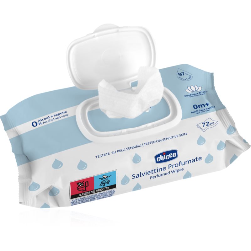 Chicco Perfumed Wipes 0m+ Feuchttücher für Kinder mit leichter Parfümierung 16 St.