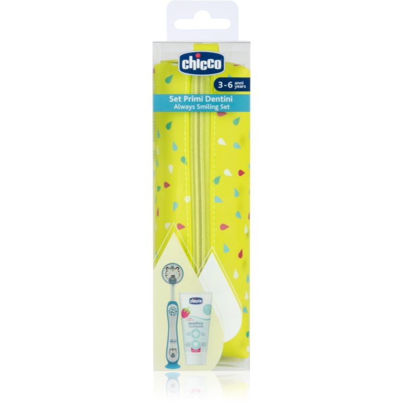 Chicco Always Smiling Set 3y+ sada zubní péče s pouzdrem Tiger 1 ks