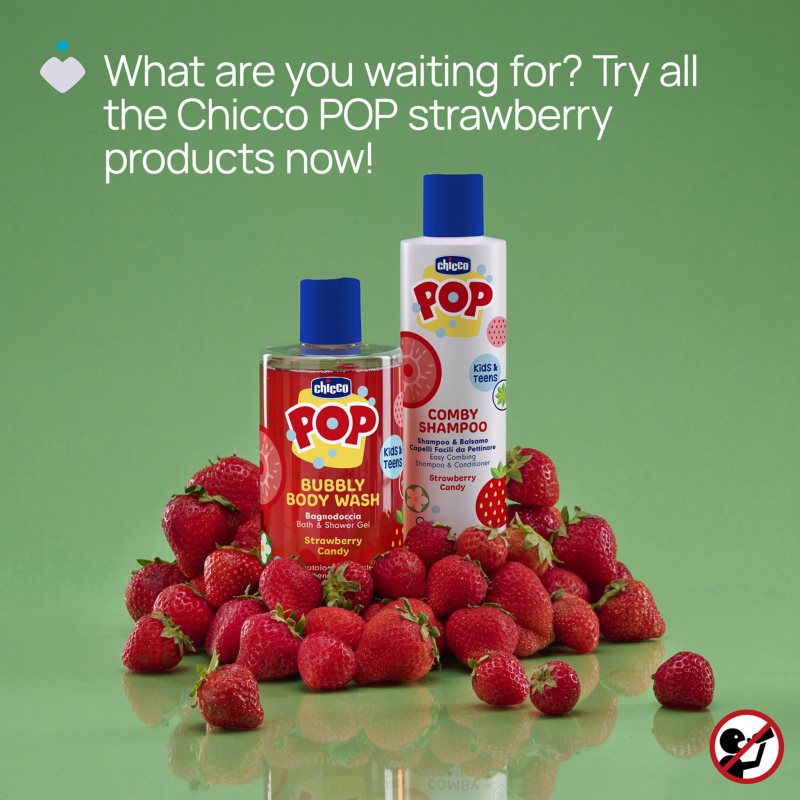 Chicco Pop Bubbly Body Wash sprchový a koupelový gel pro děti Strawberry Candy 300 ml (obrázek 6)