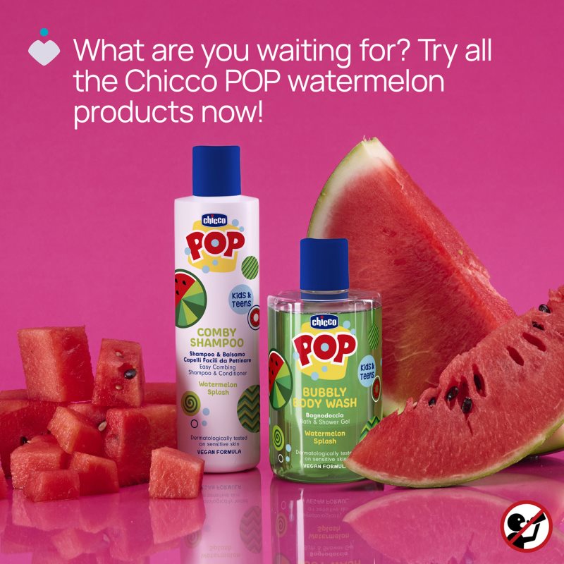 Chicco Pop Comby Shampoo & Conditioner šampon a kondicionér Watermelon 250 ml (obrázek 6)