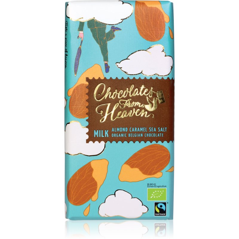 Chocolates from Heaven Mléčná čokoláda s mandlemi, karamelem a mořskou solí mléčná čokoláda v BIO kvalitě 100 g