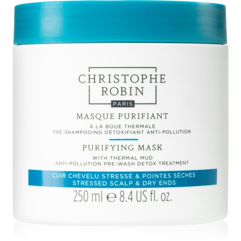 Christophe Robin Purifying Mask with Thermal Mud tisztító maszk szennyezett levegőnek kitett hajra 250 ml
