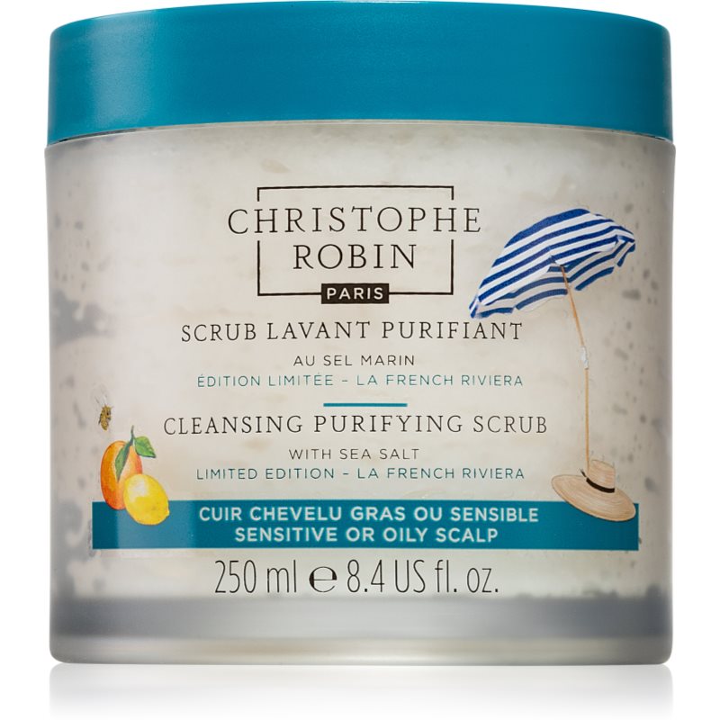 Christophe Robin Cleansing Purifying Scrub with Sea Salt La French Riviera valomasis šampūnas eksfoliacinio poveikio riboto leidimo 250 ml