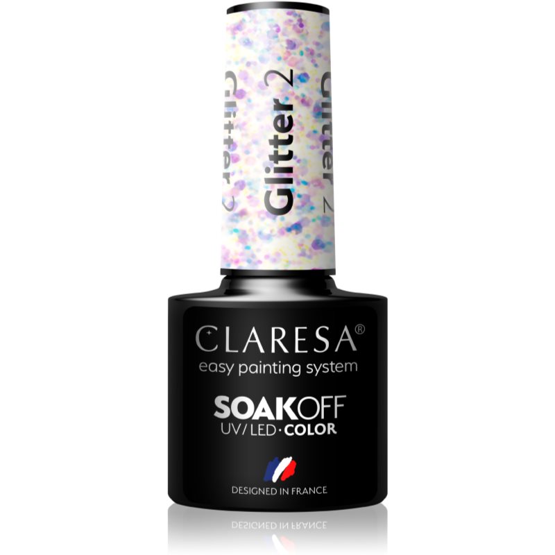 Claresa SoakOff UV/LED Color Glitter гелевий лак для нігтів відтінок 2 5 гр