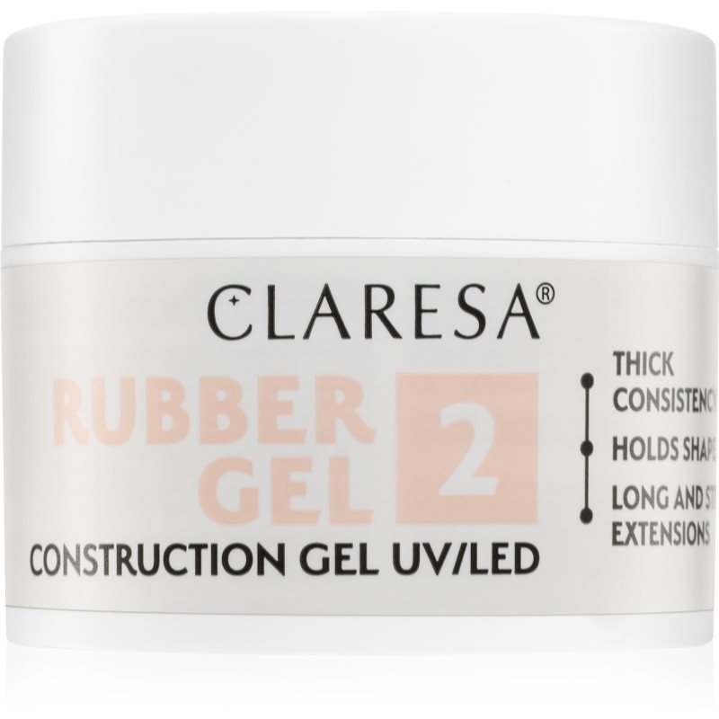 Claresa Rubber Gel Construction Gel UV/LED gélový lak pre predĺženie nechtov odtieň 2 12 g