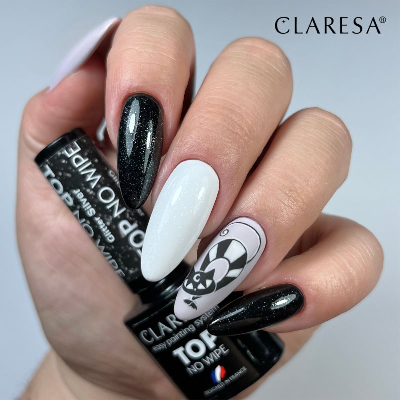 Claresa UV/LED Top Glitter No Wipe гель - лак для нігтів блискучий відтінок Glitter Silver 5 гр