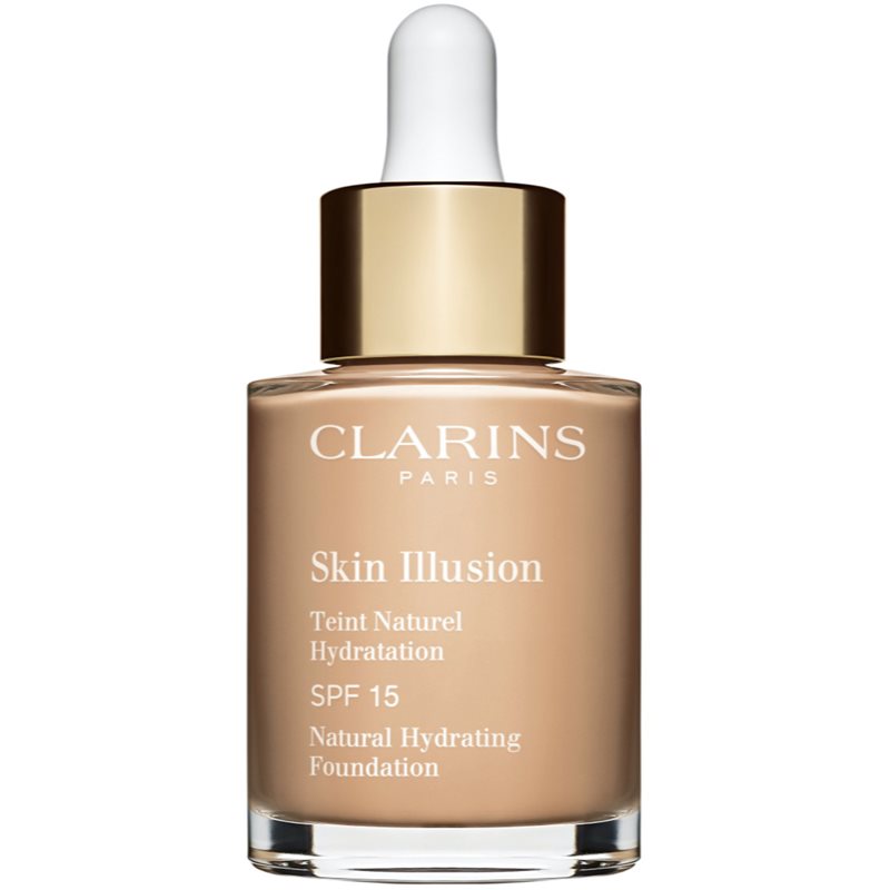Clarins Skin Illusion Natural Hydrating Foundation világosító hidratáló make-up SPF 15 árnyalat 108.3N Organza 30 ml