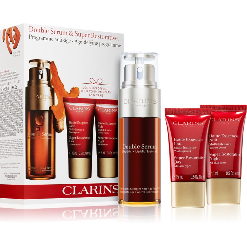 

Clarins Double Serum & Super Restorative Set косметичний набір (проти старіння шкіри)