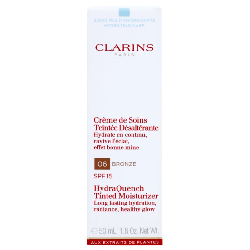 Clarins HydraQuench Tinted Moisturizer легкий тонуючий крем із зволожуючим ефектом SPF 15 відтінок 06 Bronze 50 мл