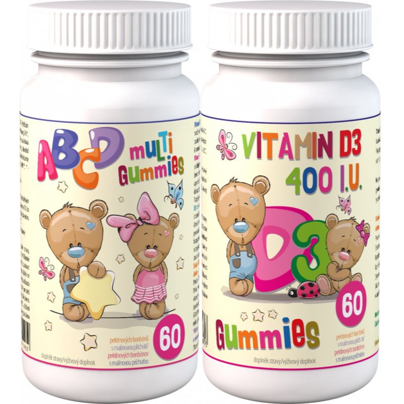 Clinical ABCD Multi Gummies+D3 Gummies pektínové bonbóny s multivitamínovým komplexom pre deti 2x60 ks