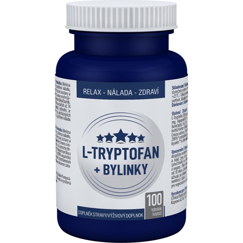 Clinical L-Tryptofán + bylinky tobolky na podporu fyzickej a psychickej rovnováhy tela 100 ks