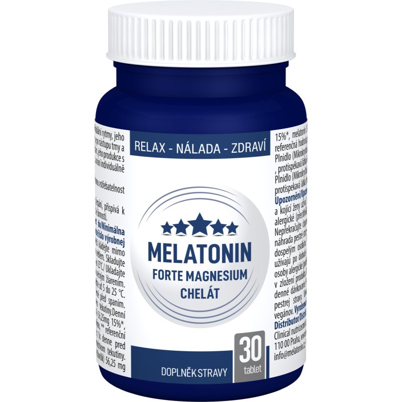 Clinical Melatonin Forte Magnesium chelát tablety na podporu zdravia nervovej sústavy 30 tbl