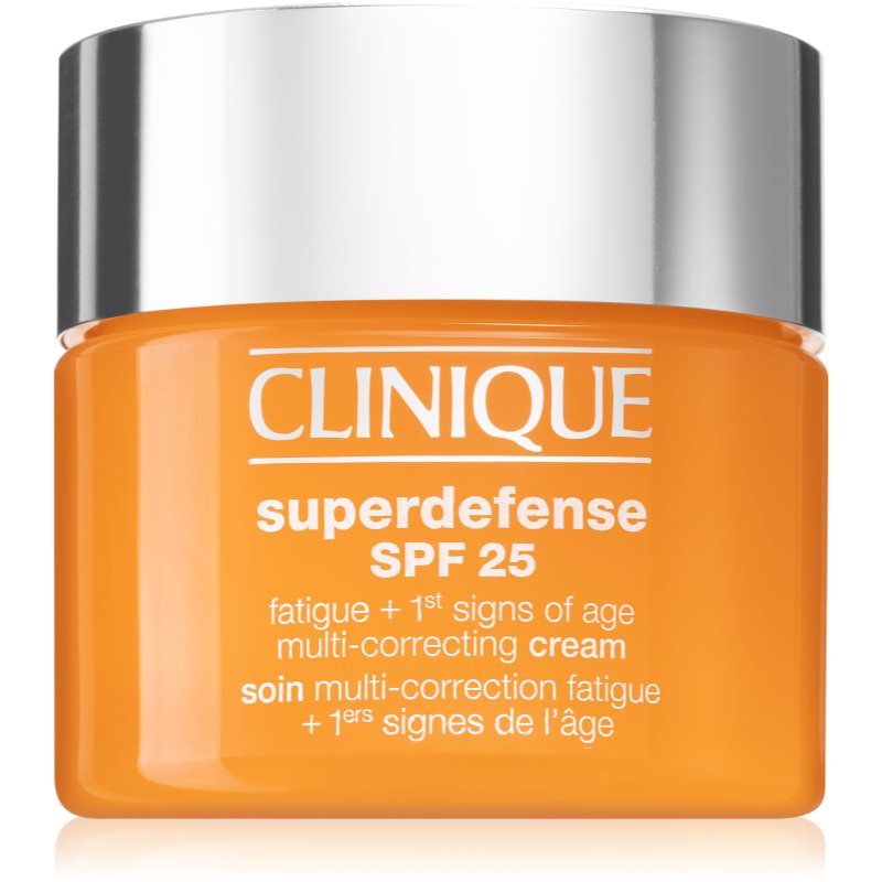 Clinique Superdefense™ SPF 25 Fatigue + 1st Signs Of Age Multi-Correcting Cream крем проти перших ознак старіння для комбінованої та жирної шкіри SPF