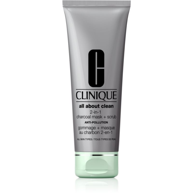 Clinique All About Clean 2-in-1 Charcoal Mask + Scrub valomoji veido kaukė 100 ml