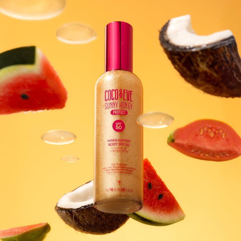 Coco & Eve Sunny Honey Highlighter Body SPF50 ochranné sérum s rozjasňujícím efektem SPF 50 150 ml (obrázek 6)