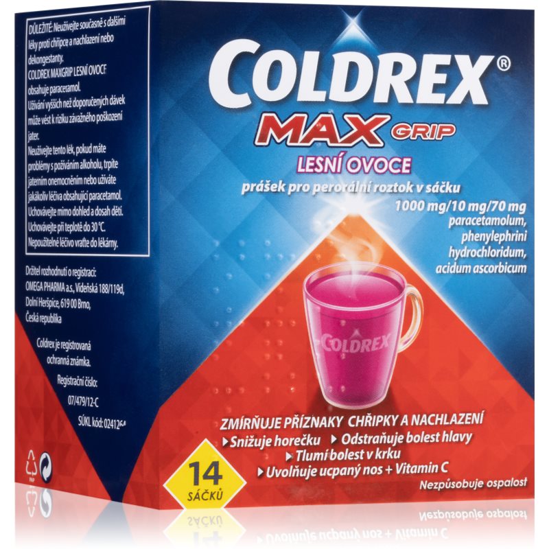 COLDREX MAXGRIP LESNÍ OVOCE POR 1000MG/10MG/70MG POR PLV SOL SCC 14 II koupíte na Notino.cz