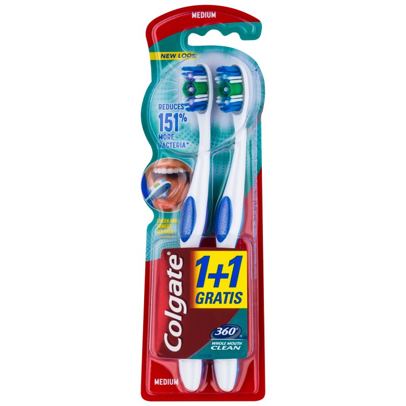 

Colgate 360° Whole Mouth Clean зубні щіточки medium 2 шт