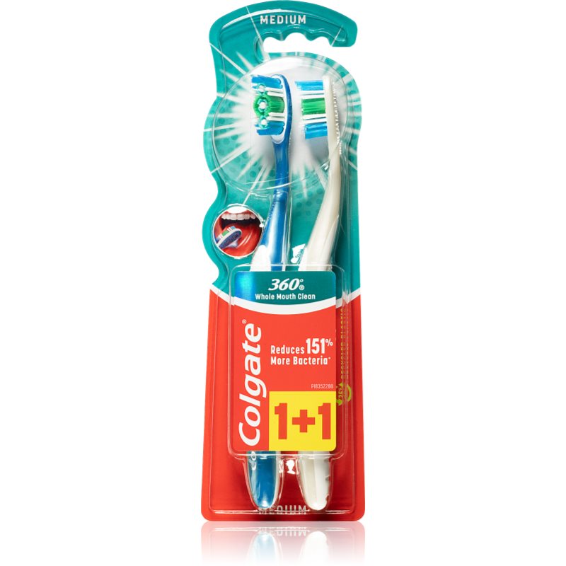 

Colgate 360° Whole Mouth Clean зубні щіточки medium 2 шт