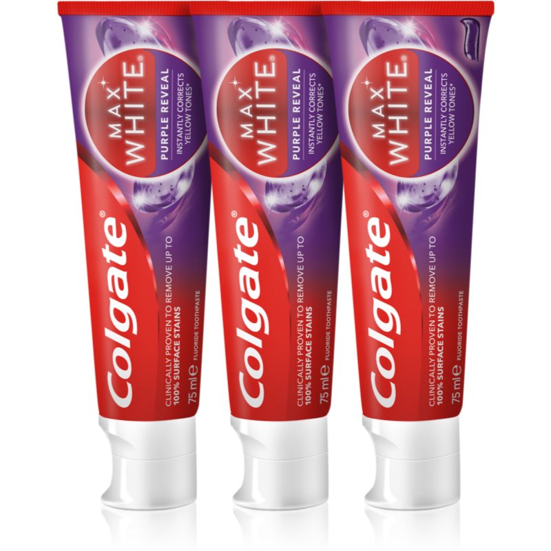 Colgate Max White Purple Reveal osvežilna zobna pasta 3x75 ml
