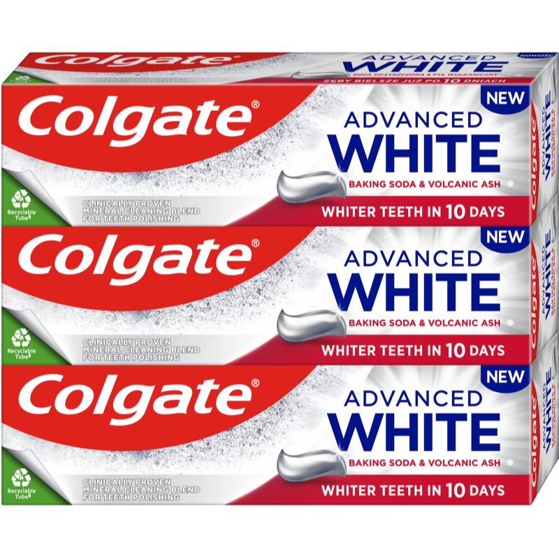 Colgate Advanced White Volcanic Ash and Baking Soda natürliche Zahncreme 3x75 ml