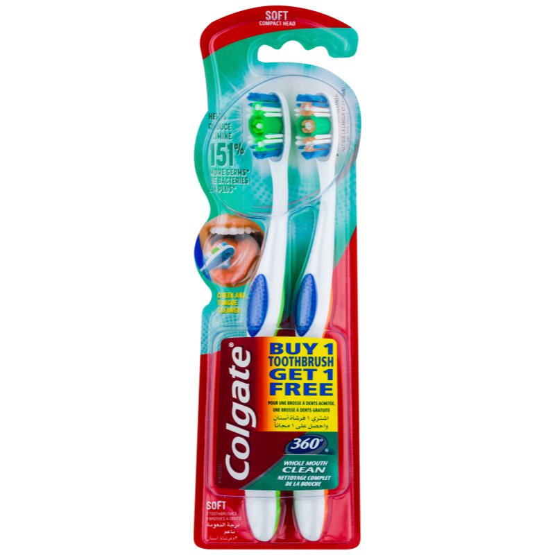 

Colgate 360° Whole Mouth Clean зубні щіточки soft 2 шт