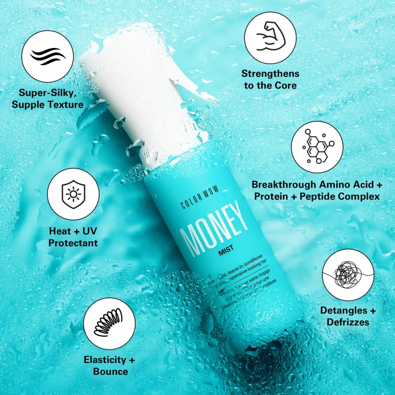 Color WOW Money Mist bezoplachový hydratační kondicionér ve spreji pro tepelnou úpravu vlasů 50 ml (obrázek 3)