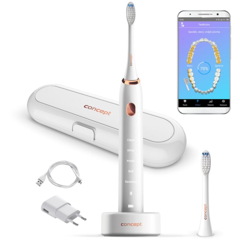Concept Perfect Smile ZK5000 електрична зубна щітка з застосунком і зарядним пристроєм White 1 кс