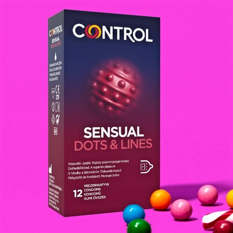 Control Sensual Dots & Lines Préservatifs 12 Pcs