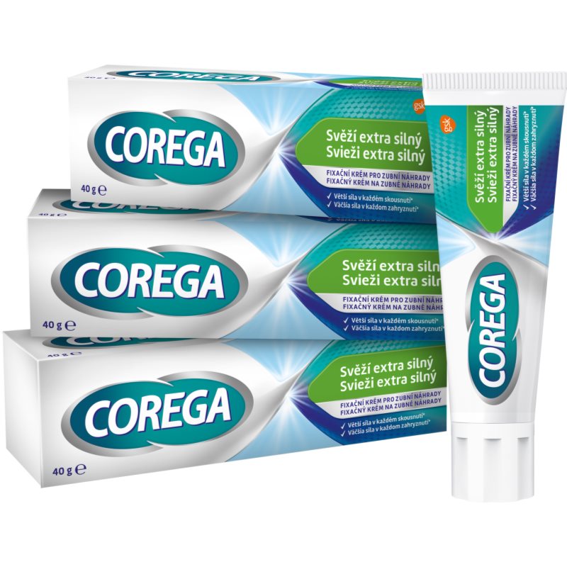 Corega Fresh Extra Strong Crème Fixatrice Pour Appareils Dentaires 3x40 G