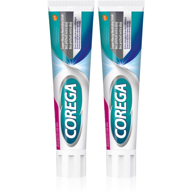 Corega Extra Strong No Flavour Denture Adhesive 2x70 G