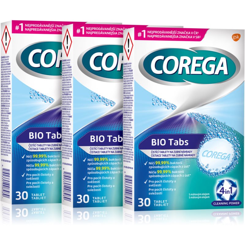 Corega Tabs Antibacterial tablety na bielenie 3x30 tbl