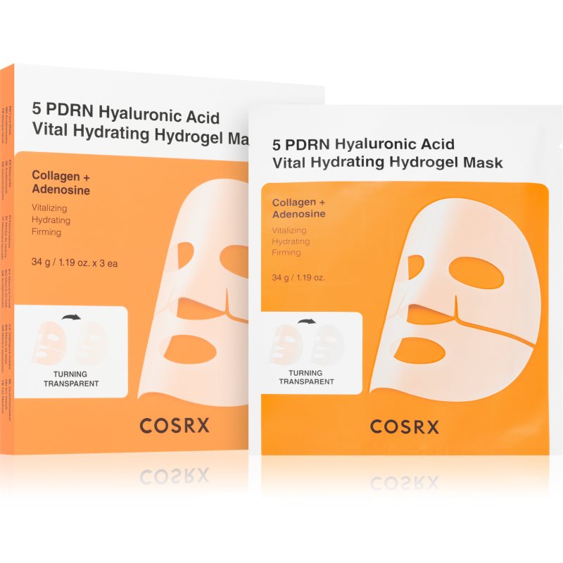 Cosrx 5 PDRN Hyaluronic Acid Vital Hydrating Hydrogel Mask mascarilla intensiva de hidrogel para iluminar y alisar la piel 34 g